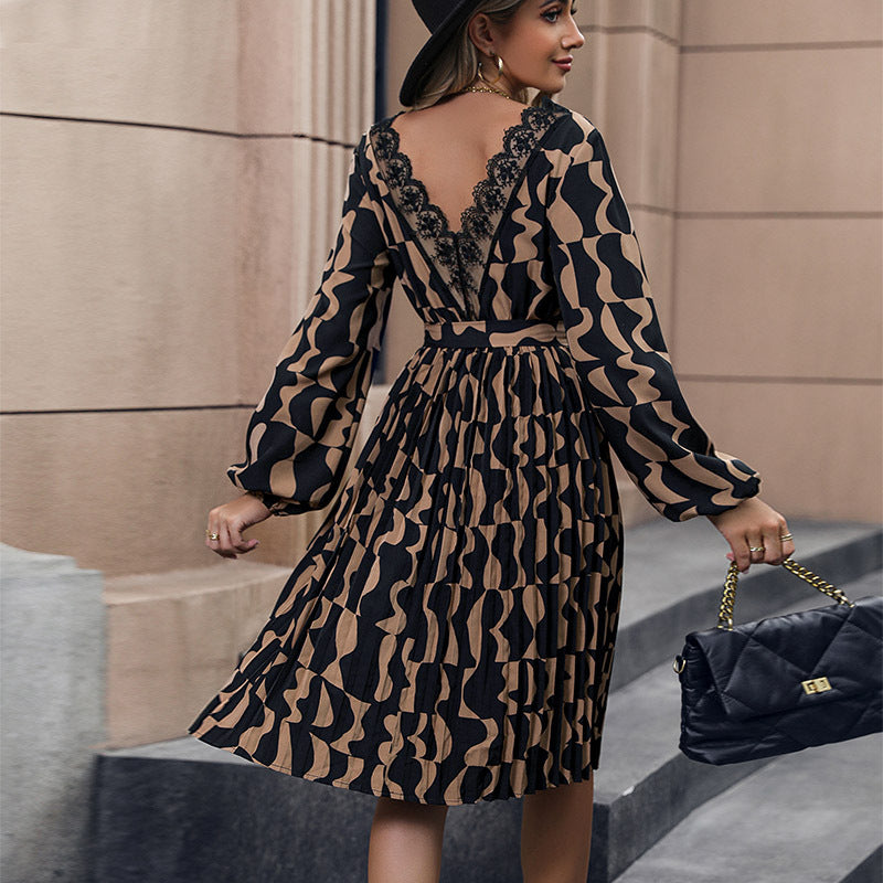 New Autumn New Women's Printed Long-Sleeve Dress In Long Style