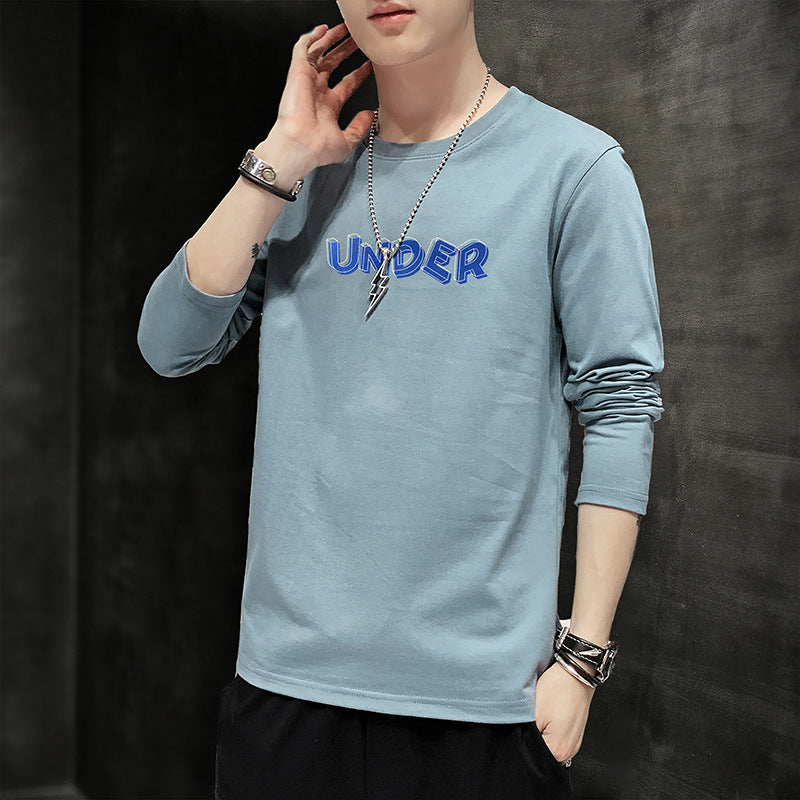 New Autumn Cotton Long-Sleeved T-Shirt Men's Trend Base Shirt Autumn Shirt On Clothing Loose Hoodie Men's Clothing