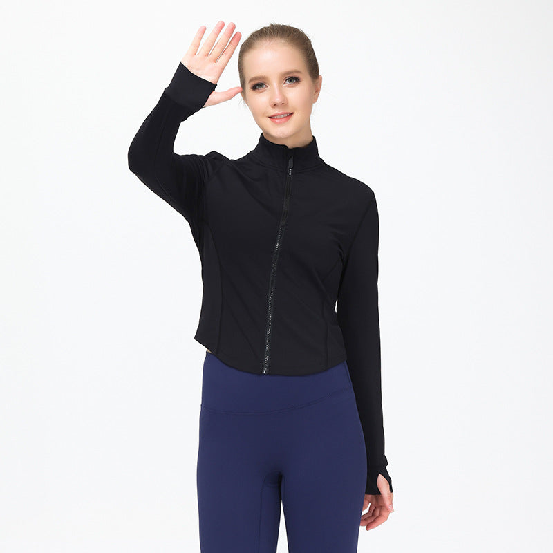 Autumn And Winter New Fitness Yoga Coat Naked Feeling Tight Comfortable Sports Zipper Antibacterial Tight Yoga Dress Top Women