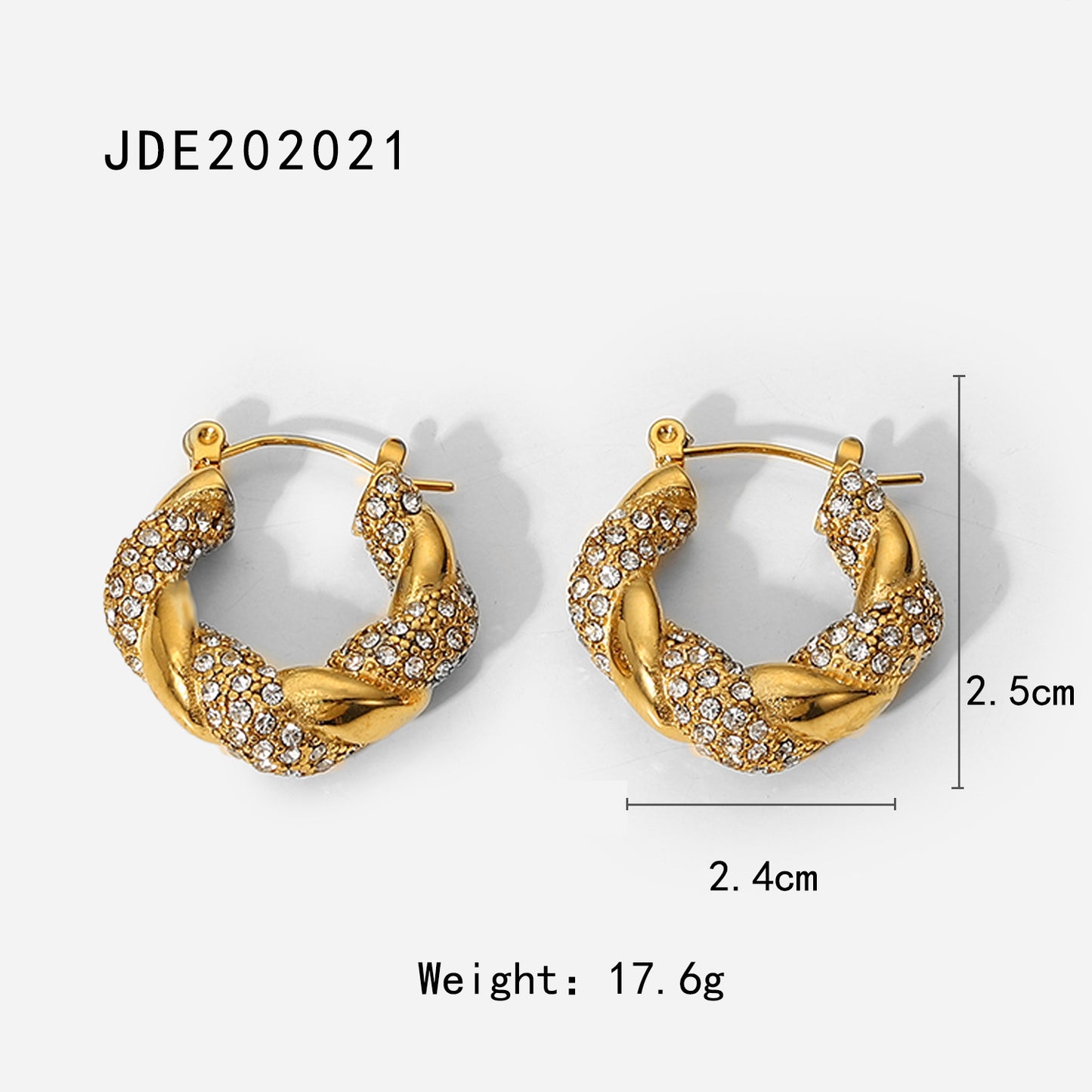 5pcs 18K Gold Stainless Steel With Zirconium Twist Irregular U-Shaped Earrings Fashion Retro Twist Earrings Girl