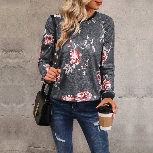 Autumn New Fashion Women Long Sleeve Printed Round Neck Hoodie