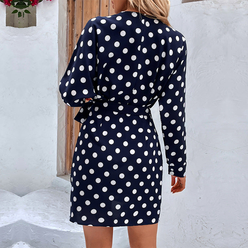 New Autumn And Winter Women's New Polka Dot One-Piece Dress