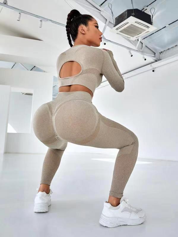 Seamless Peach Tight Hip Lift Yoga Suit Sports Running Fitness Suit Two-Piece Women