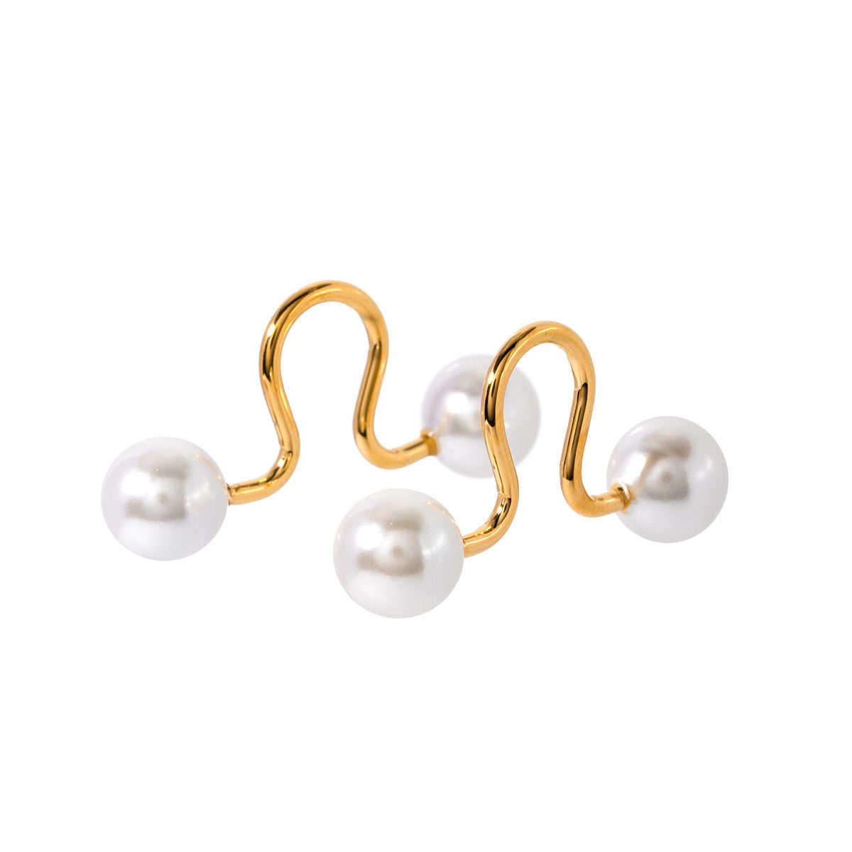 5pcs 18K Gold Stainless Steel Shell Bead Ear Clip Does Not Fade Color Jewelry Symmetrical Simple New Ear Clip