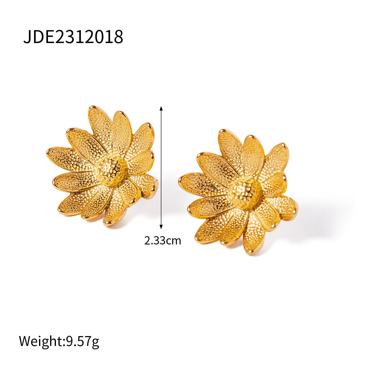 5pcs Stainless Steel Sun Flower Earrings Stud Maillard Sunflower Ring