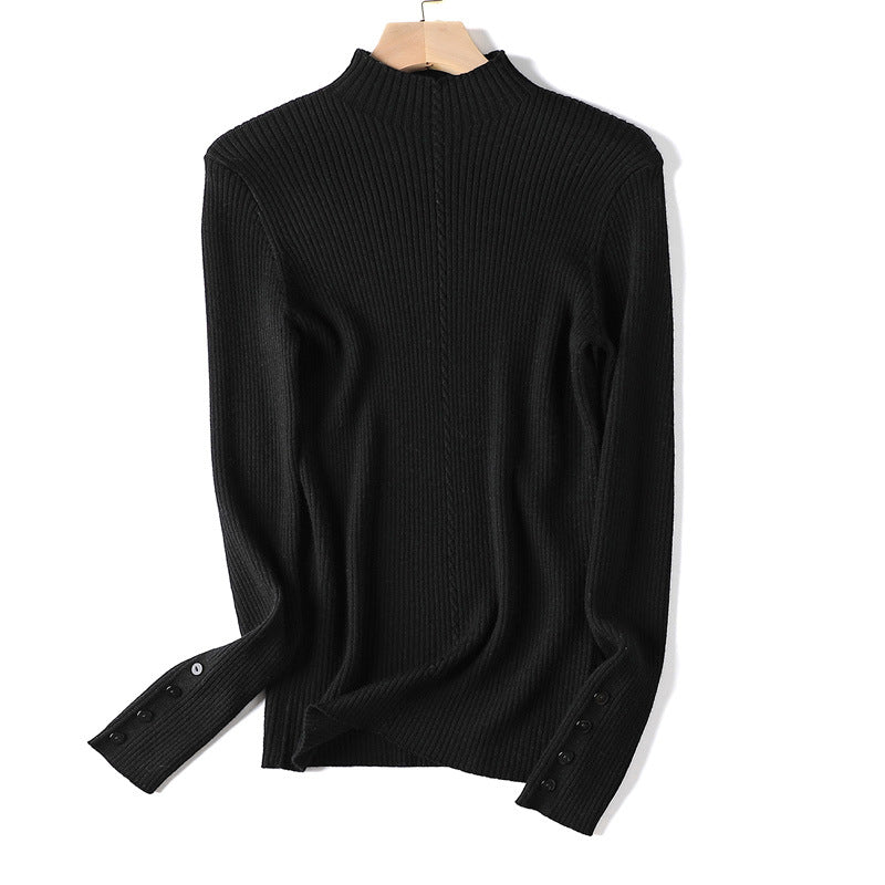 Soft Waxy Machine Washable Half Turtleneck All Wool Sweater Autumn And Winter Warm Base Sweater