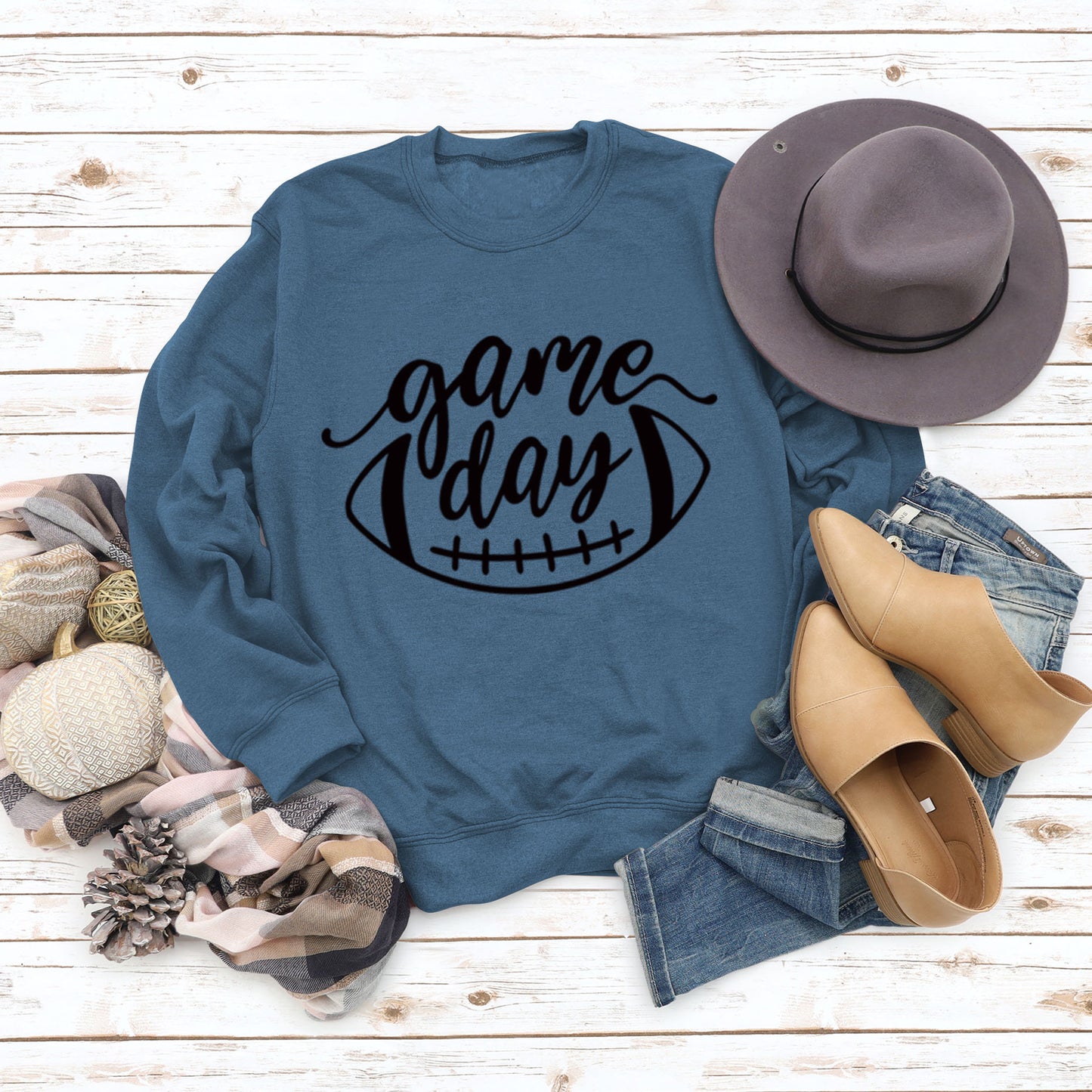 Game Day Baseball Letter-Loose Women's Crew-Neck Fall/Winter Long-Sleeved Shirt Plus Size Hoodie