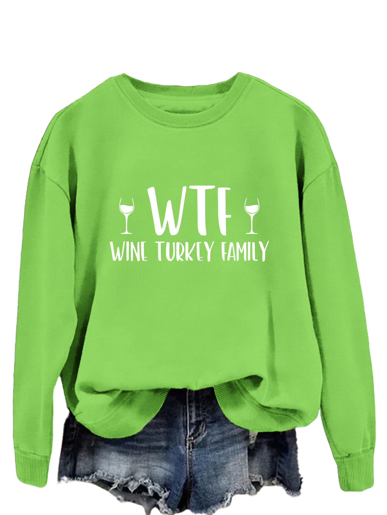 New Autumn And Winter Wtf Wine Turkey Family Hoodie Fashion Women's Long Sleeve Shirt