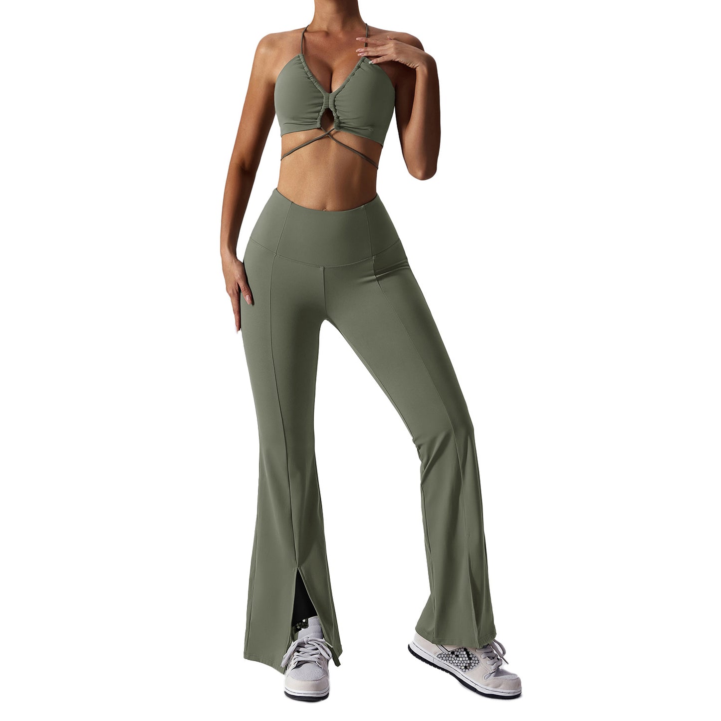 Body-Tight Yoga Suit Female Dance Casual Yoga Suit Hollow Sexy Beauty Back Sports Fitness Set