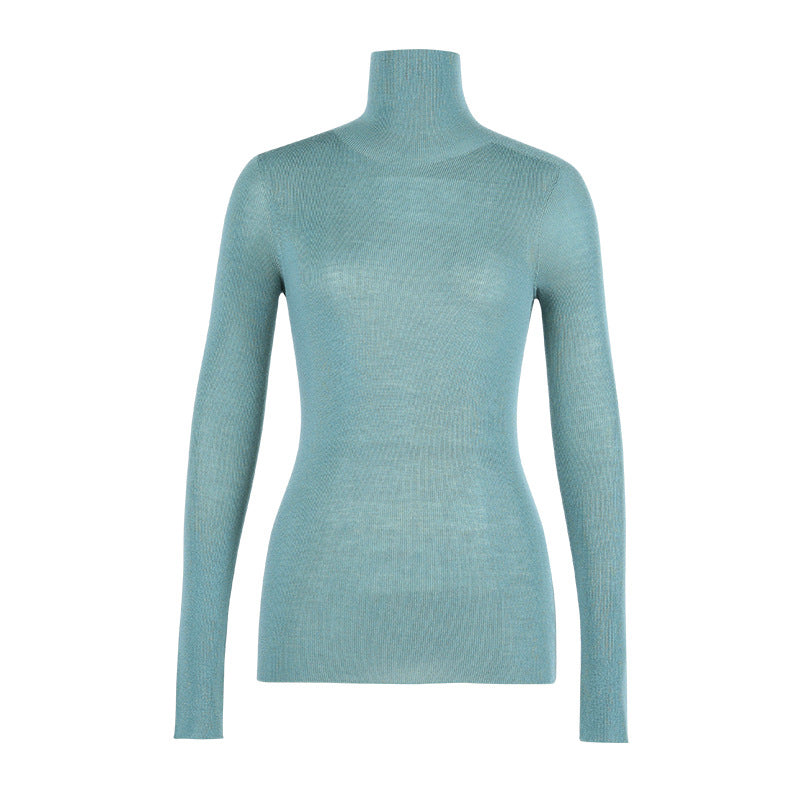 Soft Waxy Ultra Fine 18-Stitch Woolen Sweater New Seamless All-Wool Base Sweater All-Match Knitwear Women