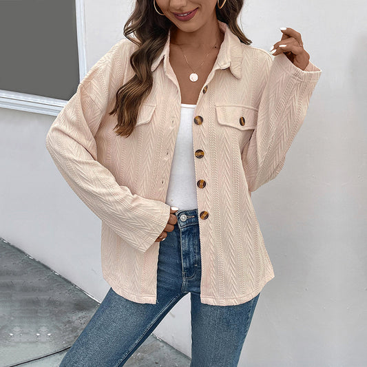 New Women's Clothing Solid Color Shirt Autumn Leisure Cardigan Coat