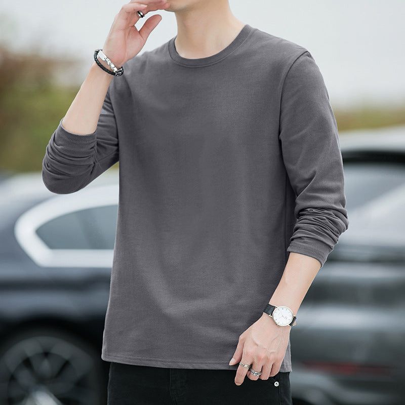 New Autumn Cotton Long-Sleeved T-Shirt Men's Trend Base Shirt Autumn Shirt On Clothing Loose Hoodie Men's Clothing