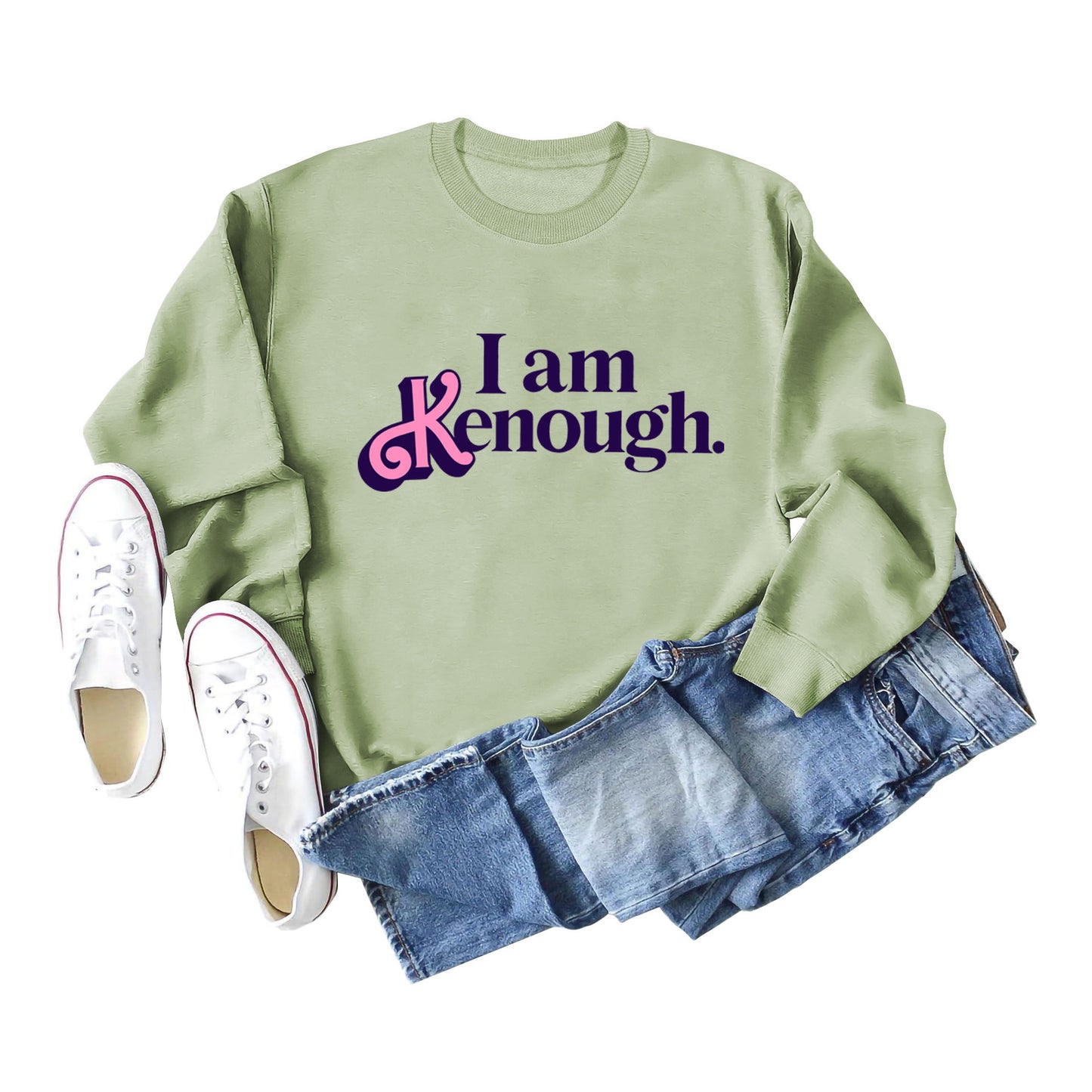 I Am Kenough Letter-Printed Hoodie Autumn And Winter Women's Fashion Loose Long-Sleeved Casual Top