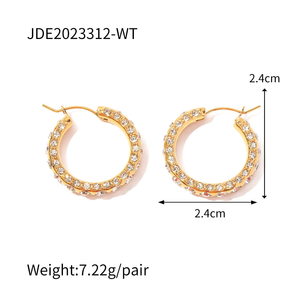 5pcs Micro-Studded With Diamond Earrings Fashion Women's All-In-One Color Hoops High-Grade Temperament Anti-Allergy Earrings