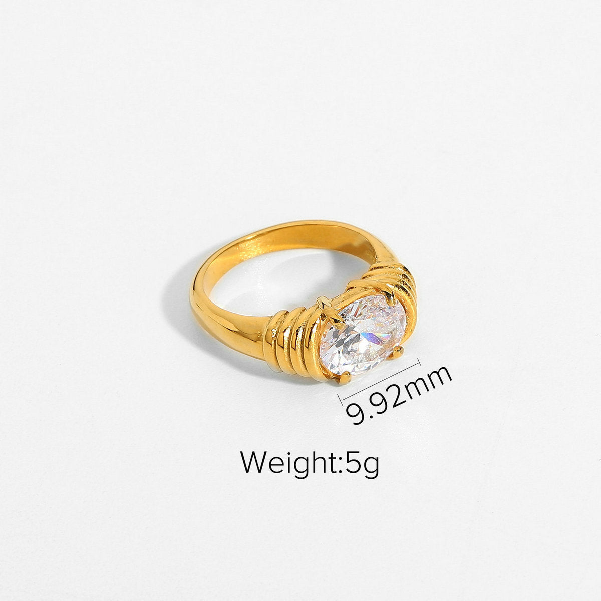 5 pcs Fashion Zircon Ring 18K Gold Plated Stainless Steel Ring Jewelry for Women