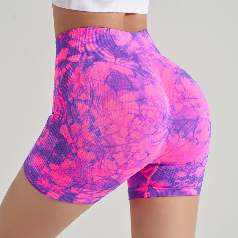 New Tie Dye Yoga Shorts Women Sports Outdoor Fitness Pants Comfortable High Waist Stretch Tight Yoga Pants