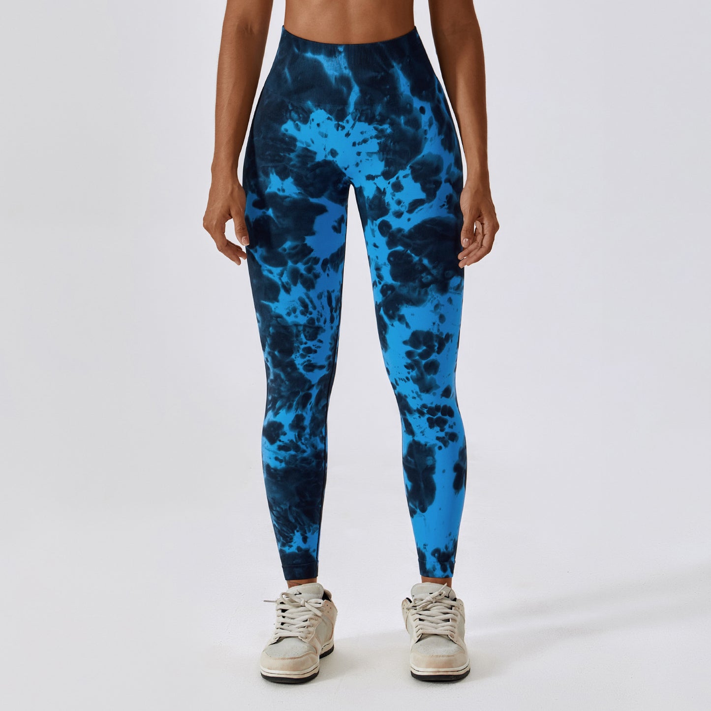 Tie-Dye Seamless High-Waisted Yoga Pants Peach Hip Lift Fitness Pants Running Sports Tight Pants