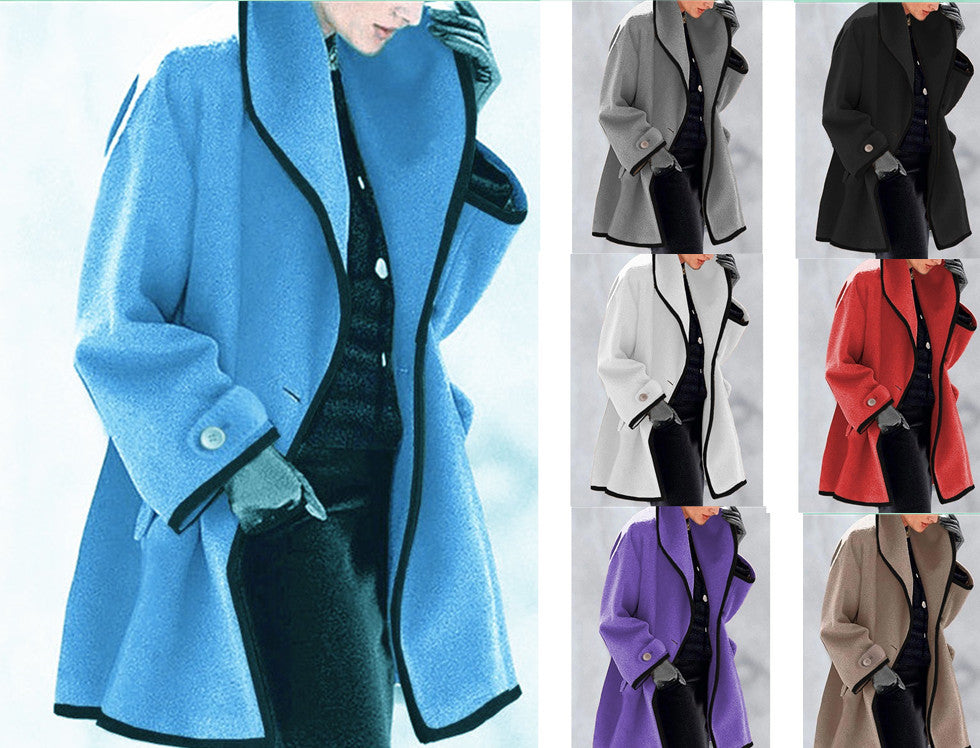 Autumn And Winter Woolen Women's Coat Woolen Contrast Coat