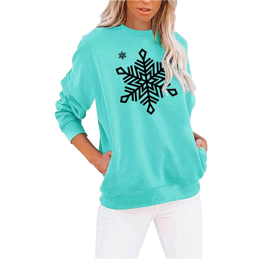 Autumn And Winter New Christmas Printed Hoodie Long-Sleeved Round Neck Hoodie