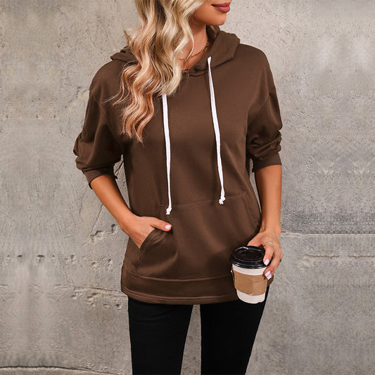 New Fashion Women Solid Color Long Sleeve Hoodie Women's Autumn