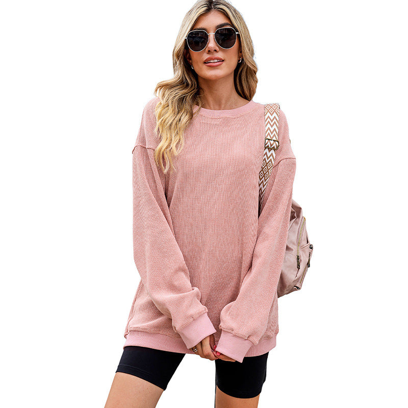 Casual Oversize Solid Color Pullover Woman New Screw Knit Long Sleeve Hoodie Woman In Autumn And Winter