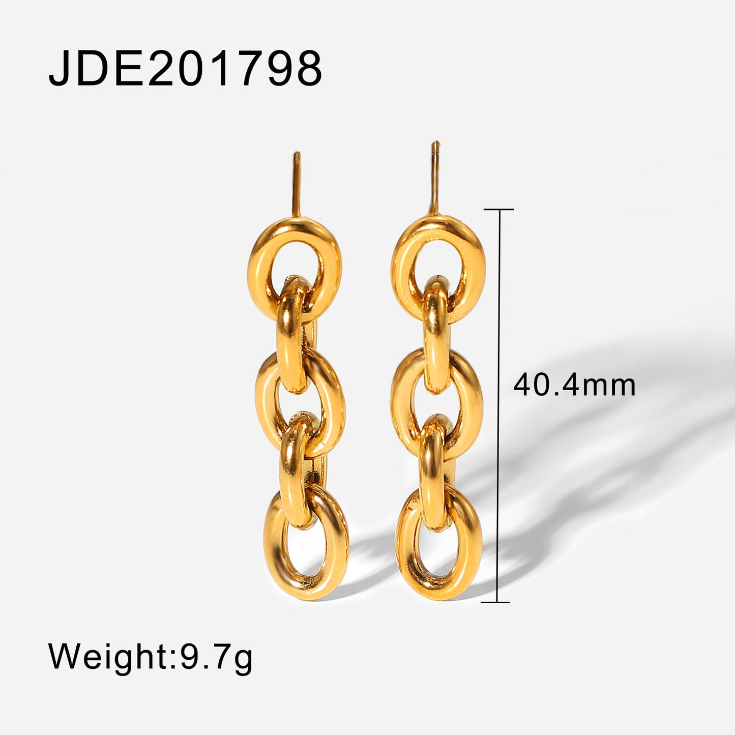 5 pairs Titanium Steel Earrings Long Cuban Chain Earrings Accessories 18K Gold Stainless Steel Earrings For Women