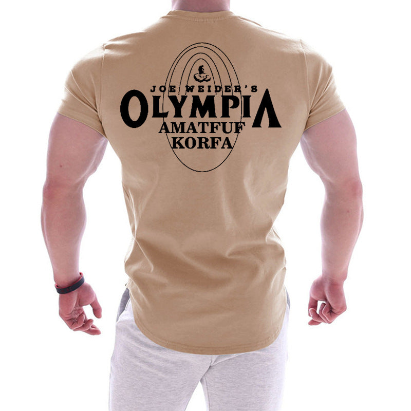 Outdoor Sports Quick Dry Round Neck T-Shirt Large Size Printed Men Short Sleeve Loose Running Fitness