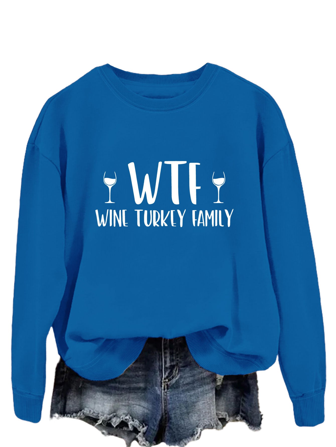 New Autumn And Winter Wtf Wine Turkey Family Hoodie Fashion Women's Long Sleeve Shirt