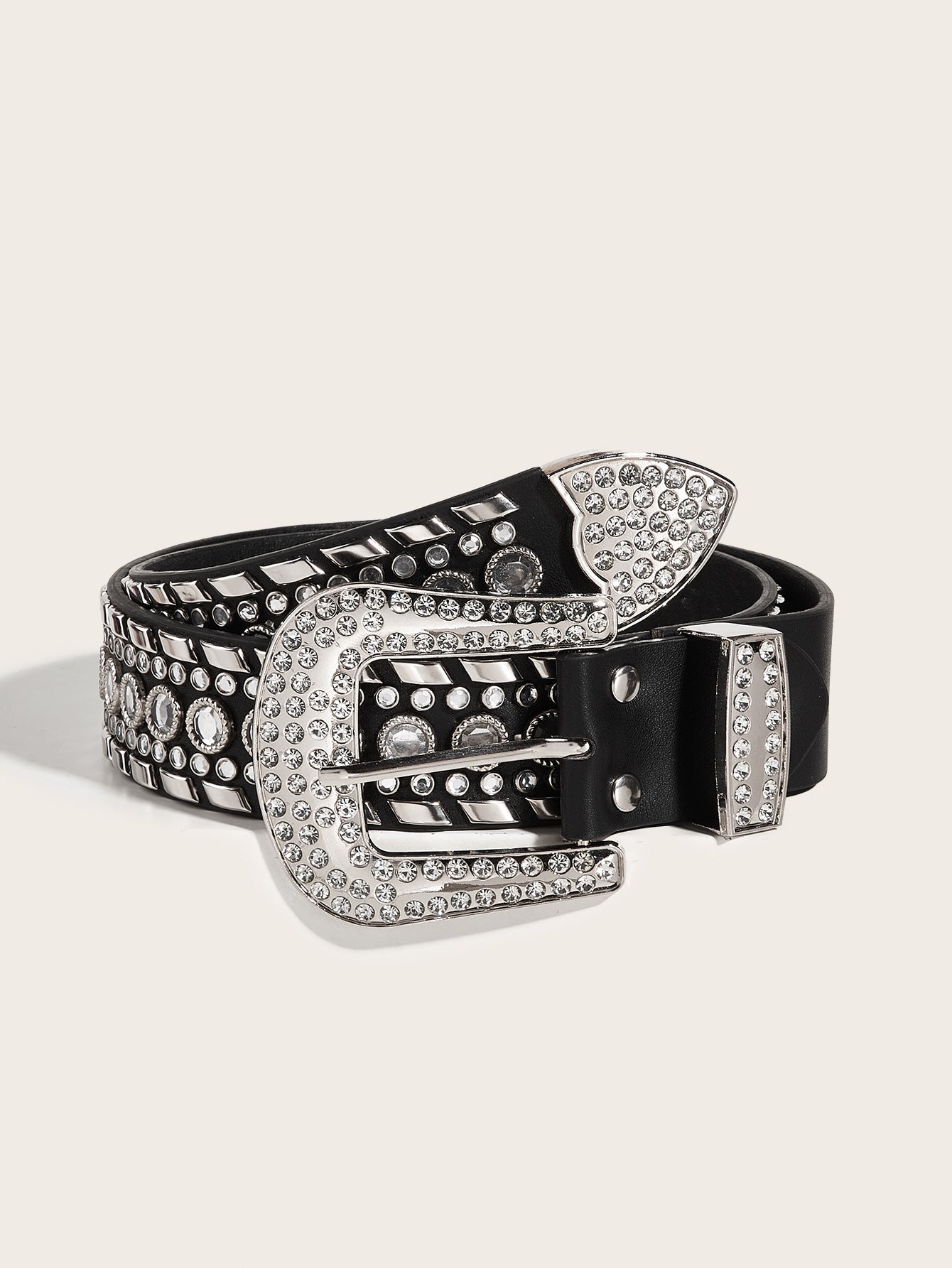 New Diamond Belt Style Punk Style Rivet Diamond Belt Hip Hop Belt Biker Style