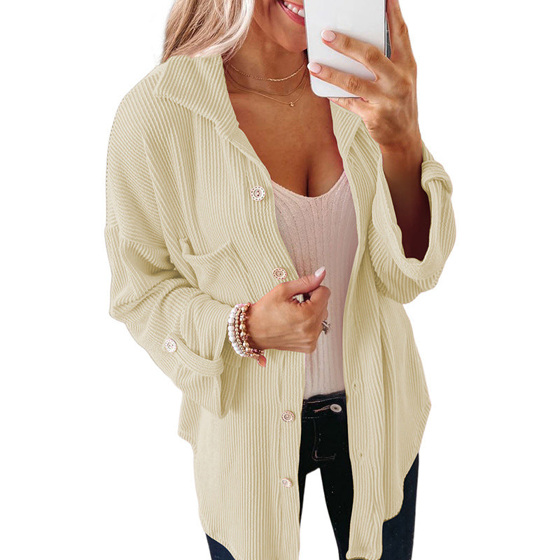 Summer New Solid Color Thread Knitted Cardigan Women Casual With Curly Edge Long Sleeve Coat Women