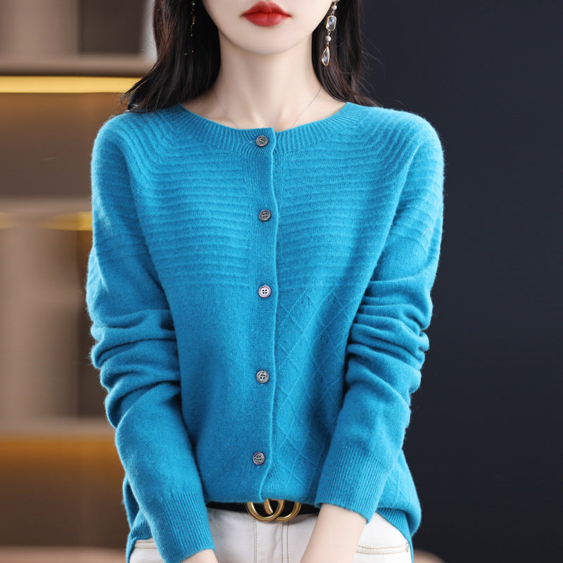 Seamless 100 Wool Cardigan Women's New Spring Sweater Women Seamless Integrated Cashmere Sweater Knit Coat