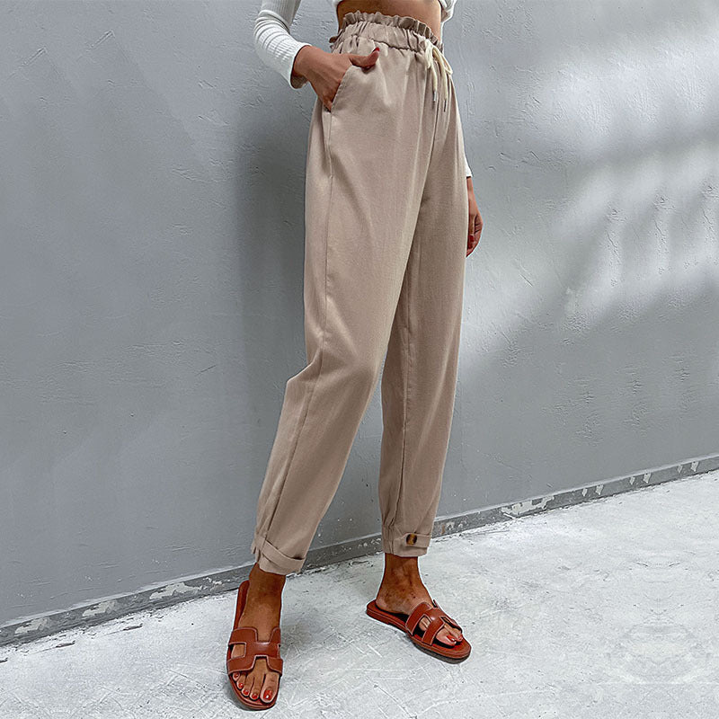 New Autumn Winter Casual Elastic Pants Cotton Commuter Harun Small Feet Pants Women