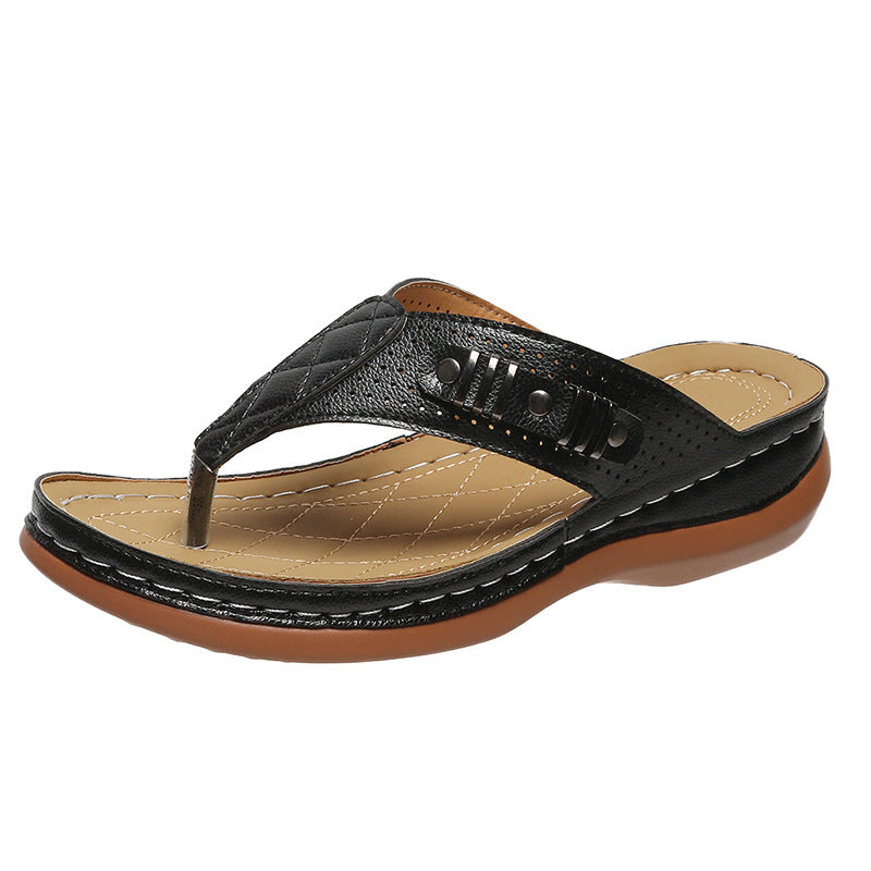 Summer New Toe Wedges Flip-Flops Outside Wearing Beach Women Sandals Slippers