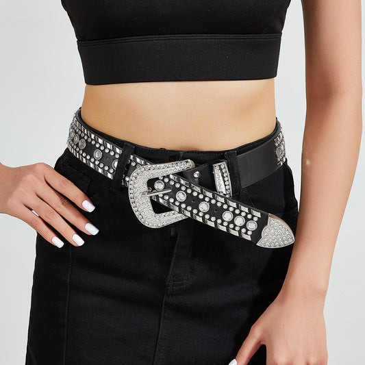 New Diamond Belt Style Punk Style Rivet Diamond Belt Hip Hop Belt Biker Style