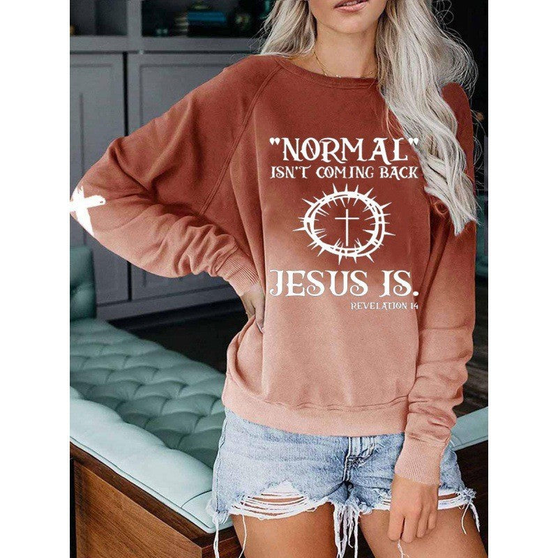 Autumn And Winter Christmas Print Round Neck Pullover Long Sleeve Fleece Hoodie Woman