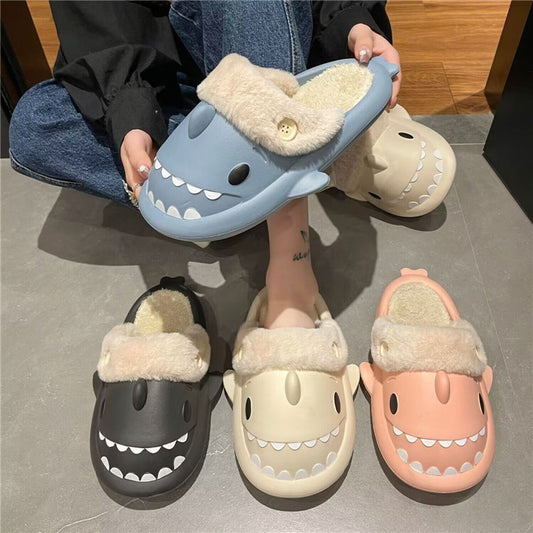 Lovely Cotton Slippers Autumn And Winter Indoor Warm Couple Female Slippers Shark Can Be Dismantled And Washed