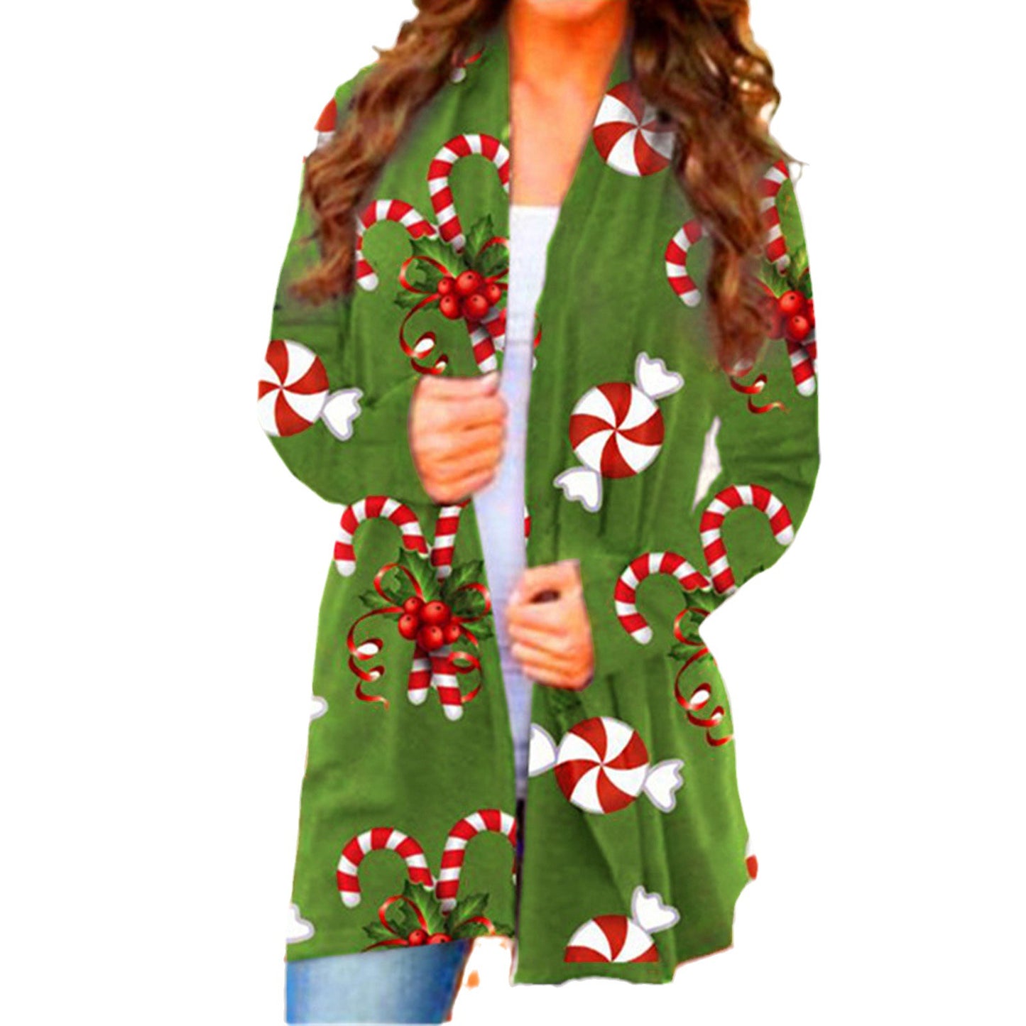 Autumn Women's Wear Christmas Print Fashion Long-Sleeved Cardigan Women's Wear