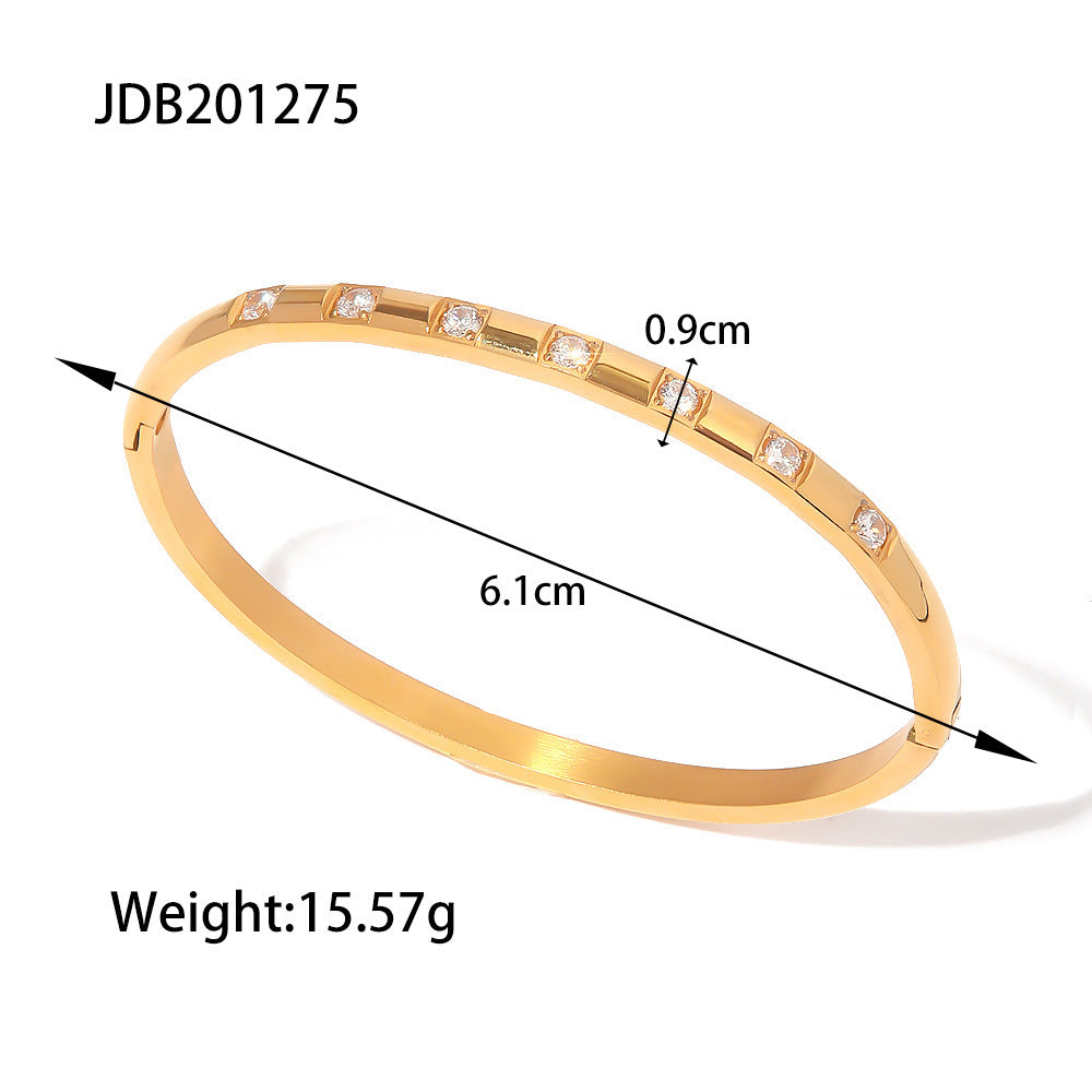 5pcs Summer Titanium Steel Bracelet Ladies Fashion All-Match Stainless Steel Zircon Inlaid Bracelet Retro Bracelet