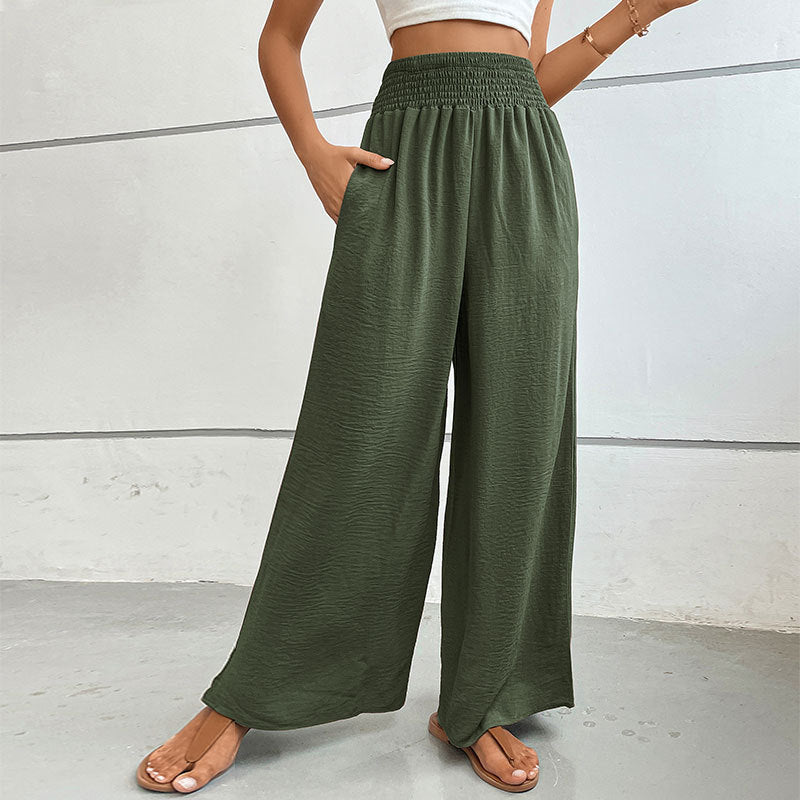 Women's New Summer New Solid Color Flared Wide-Leg Pants