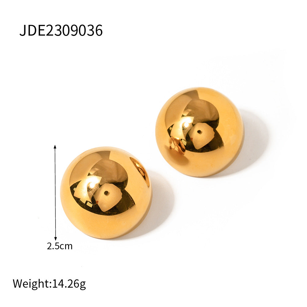 5pcs 18K Gold Stainless Steel Hemispheres Earring Clip Blogger Fashion All-In-One Hoop Earring Girl