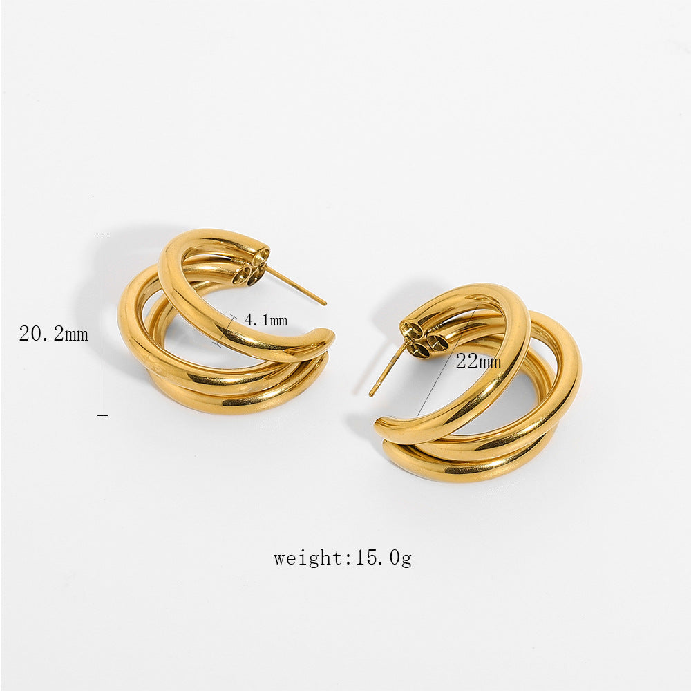 5pcs Metallic Earrings Women's Stainless Steel Earrings With Stylish Earrings Earrings Hoops