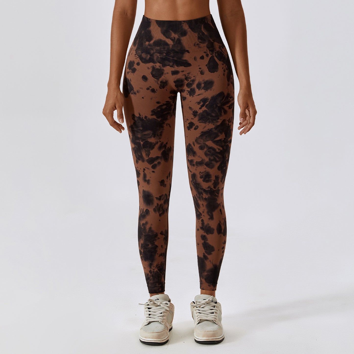 Tie-Dye Seamless High-Waisted Yoga Pants Peach Hip Lift Fitness Pants Running Sports Tight Pants