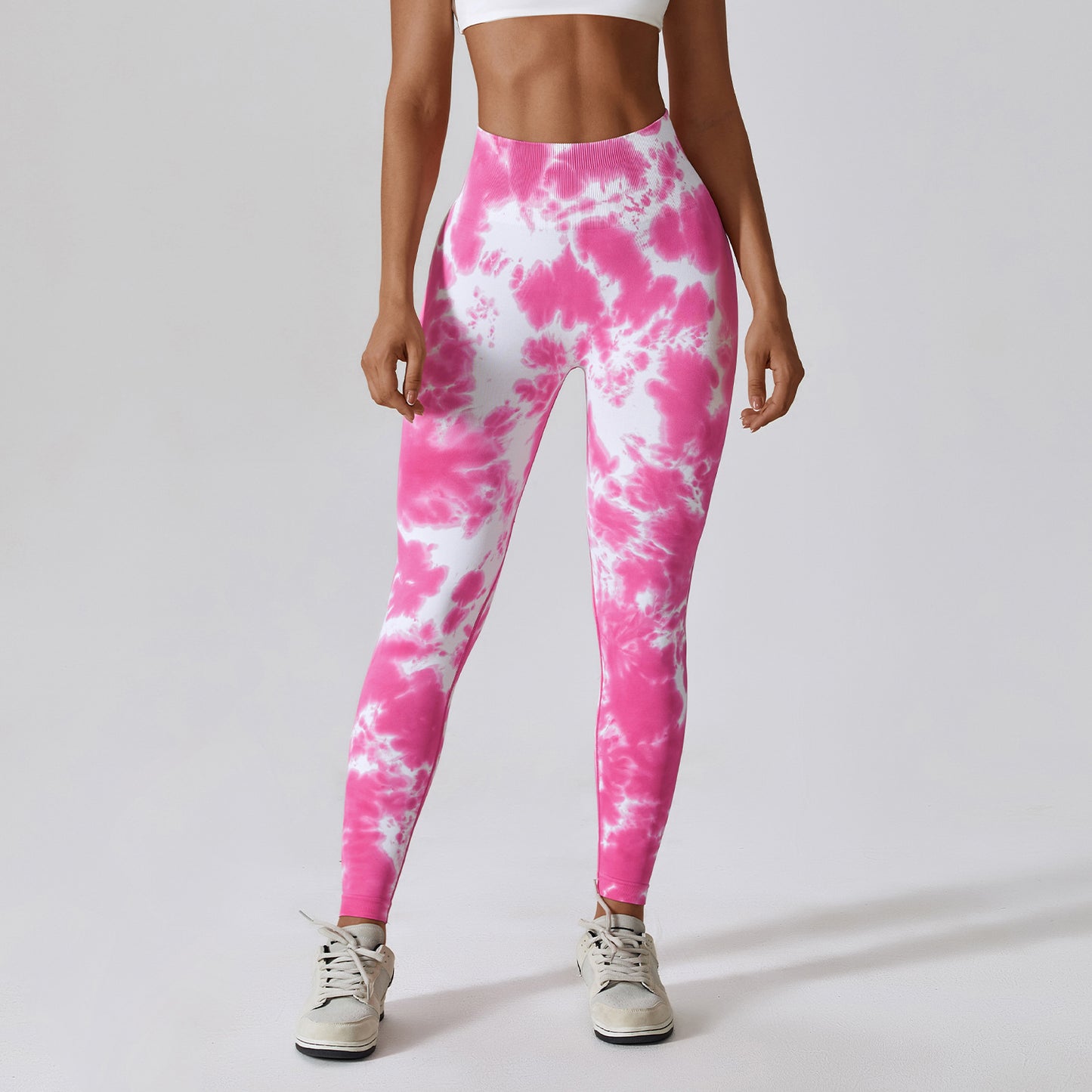 Tie Dye Seamless High Waist Yoga Pants Women's Tight Running Pants Quick Dry Peach Hip Lift Fitness Pants