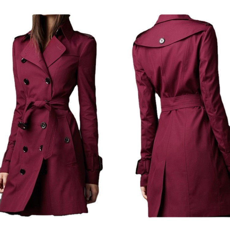 Spring And Autumn Coat Women's Long Coat Fashion Trend Double Breasted Slim Long Trench Coat