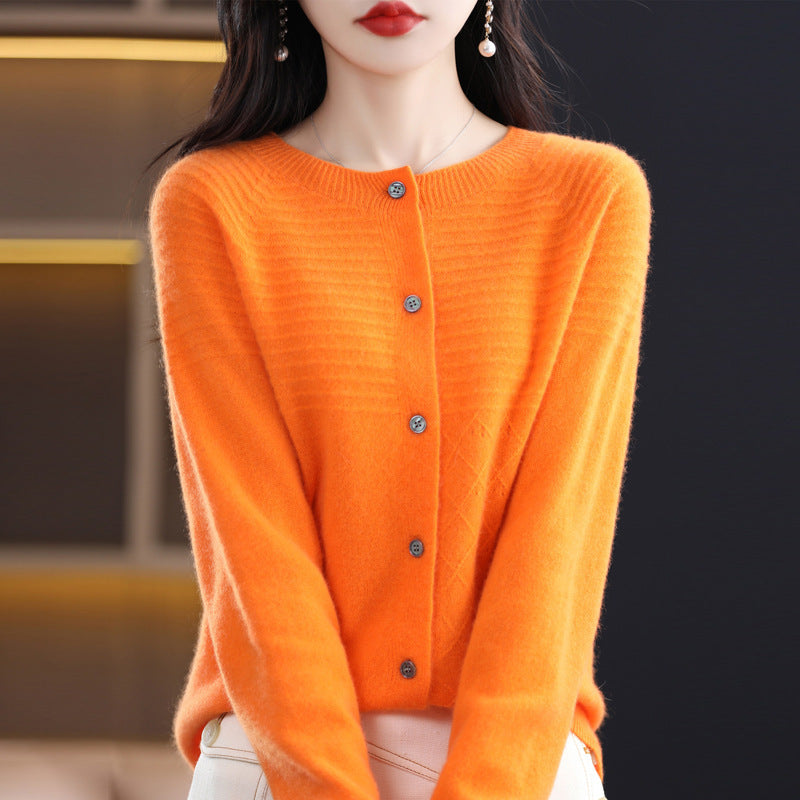 Seamless 100 Wool Cardigan Women's New Spring Sweater Women Seamless Integrated Cashmere Sweater Knit Coat