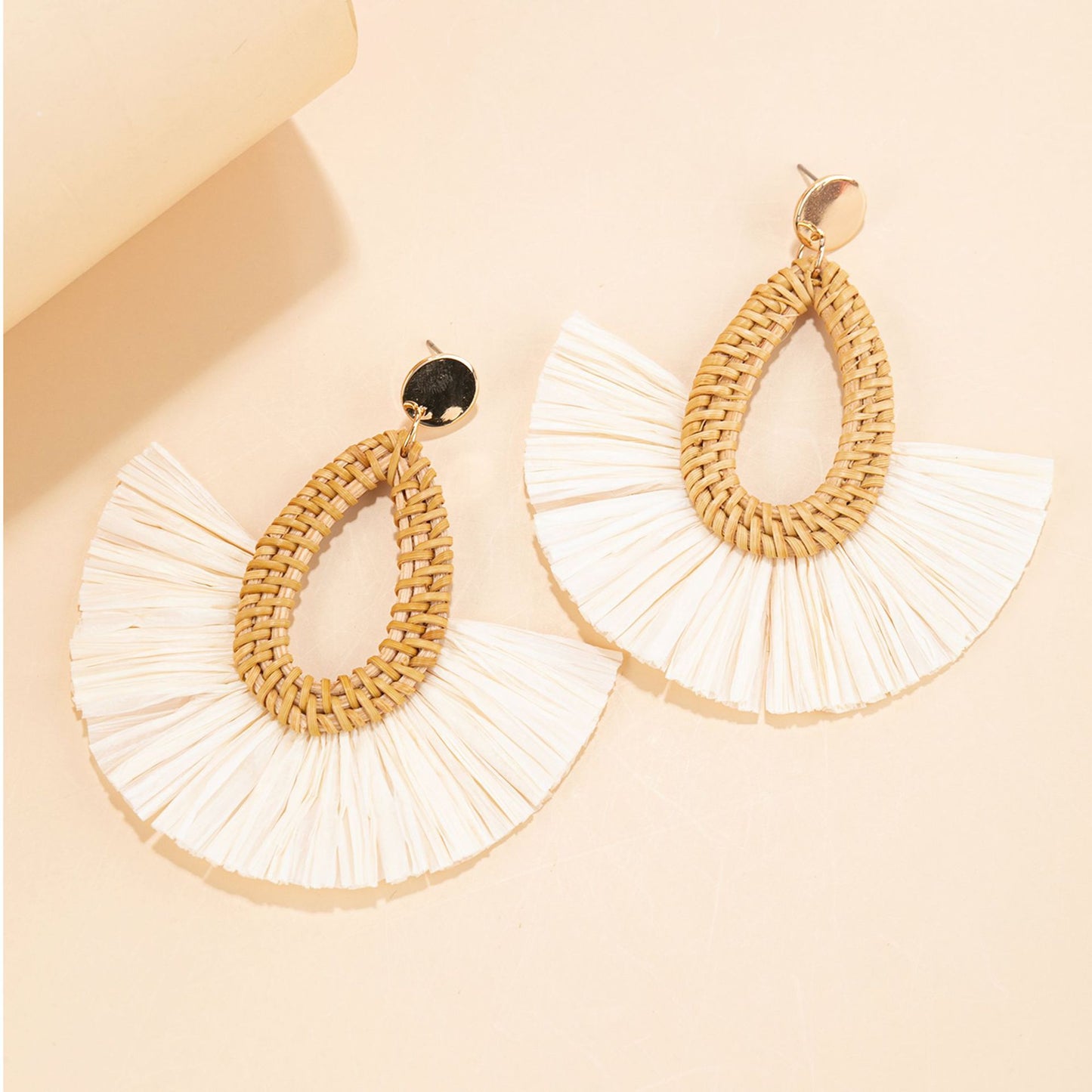 5 pairs Holiday Rattan Earrings For Women Spring And Summer Raffia Woven Earrings Temperament Earrings