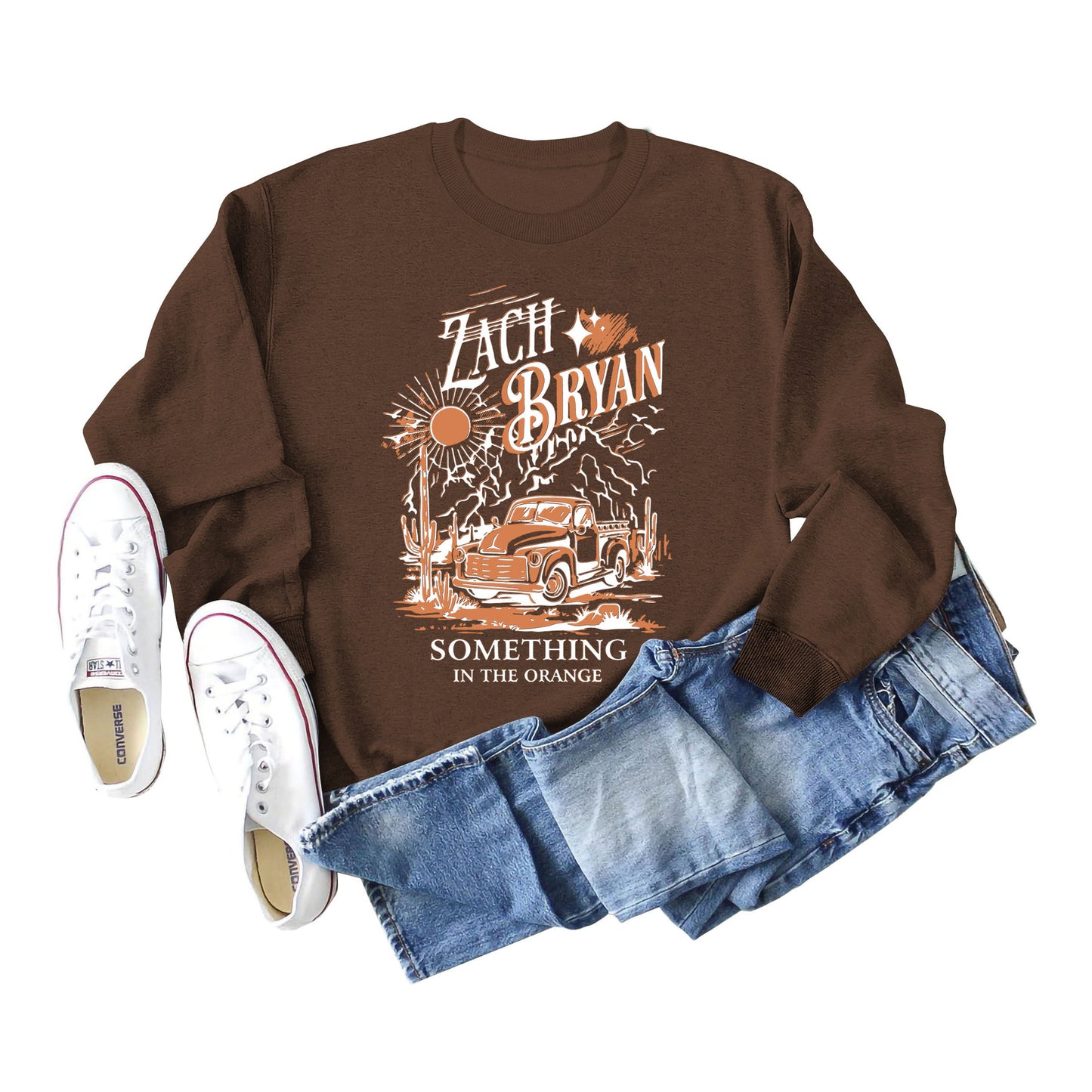 Zach Bryan Something Letter Sun Casual Long Sleeved Hoodie Woman