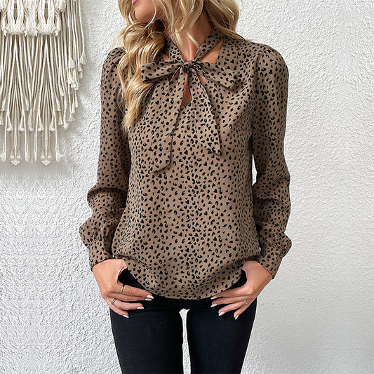 New Autumn New Fashion Women Long-Sleeved Leopard Shirt Women