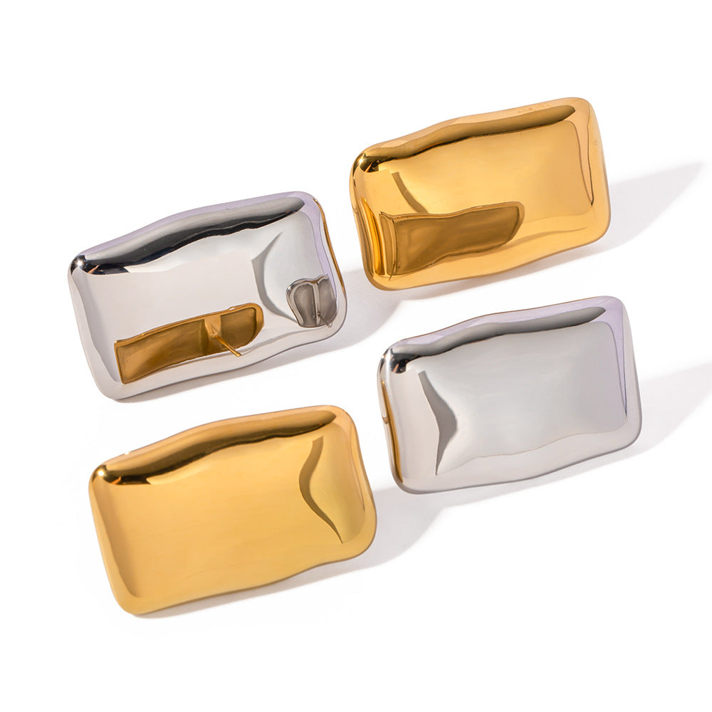 5pcs Niche Simple Retro New 18K Gold High Grade Rectangular Earrings Drop Female Tide Cold Earrings