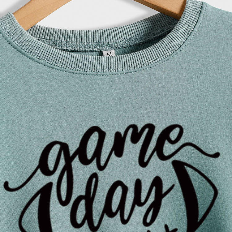 Game Day Baseball Letter-Loose Women's Crew-Neck Fall/Winter Long-Sleeved Shirt Plus Size Hoodie